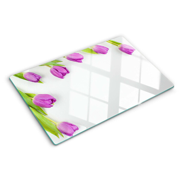 Snijplanken glas Tulpen op een witte achtergrond