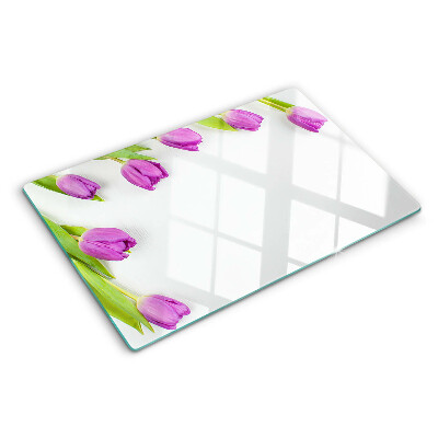 Snijplanken glas Tulpen op een witte achtergrond