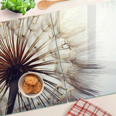 Glazen snijplanken Paardenbloemen in het licht