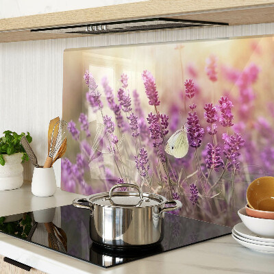 Snijplanken van glas Lavendelveld met een vlinder