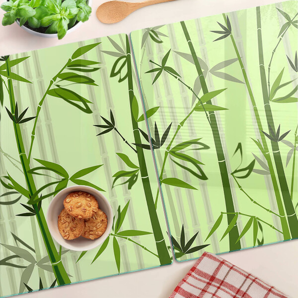 Snijplanken glas Bamboe op een groene achtergrond