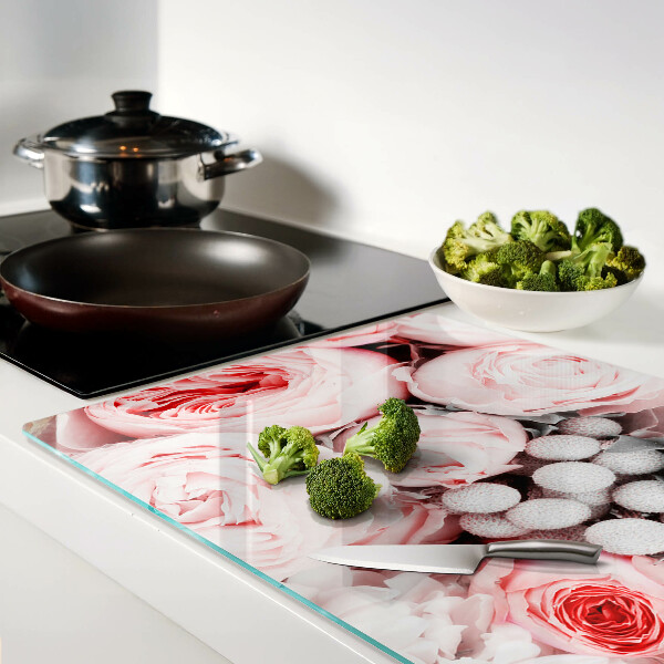 Snijplanken glas Rozen in verschillende tinten roze