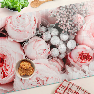 Snijplanken glas Rozen in verschillende tinten roze