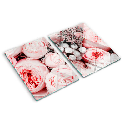 Snijplanken glas Rozen in verschillende tinten roze