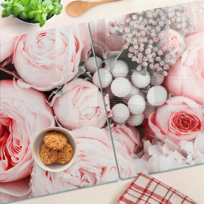 Snijplanken glas Rozen in verschillende tinten roze