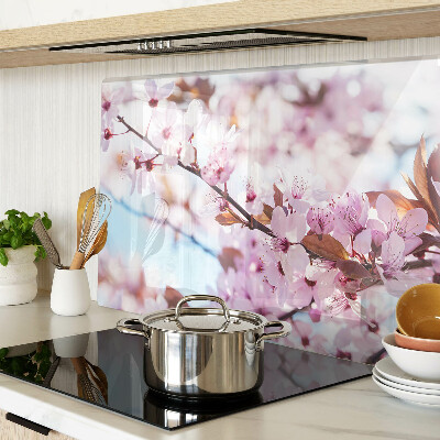 Glazen snijplanken Kersenbloesems op een blauwe achtergrond