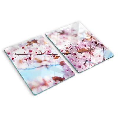 Glazen snijplanken Kersenbloesems op een blauwe achtergrond