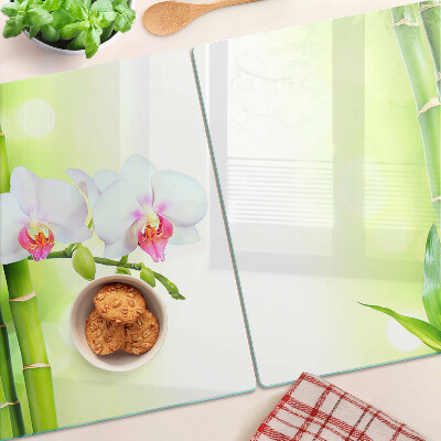 Snijplanken van glas Orchideeën en bamboe
