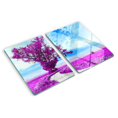 Snijplanken glas Een paarse boom tegen de hemel