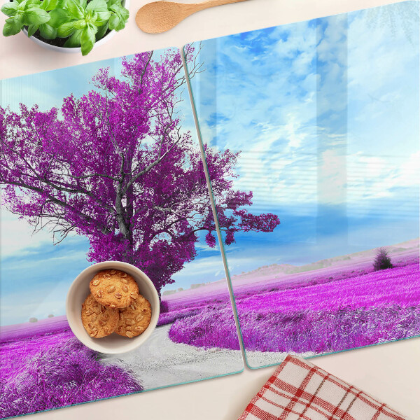 Snijplanken glas Een paarse boom tegen de hemel