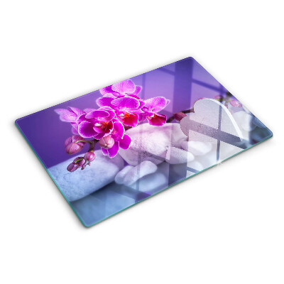 Glazen snijplanken Orchideeën op stenen