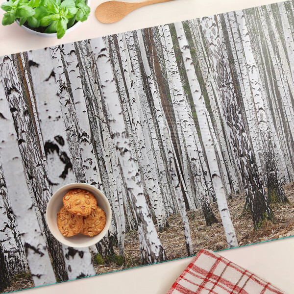 Snijplanken glas Witte stammen van berkenbomen