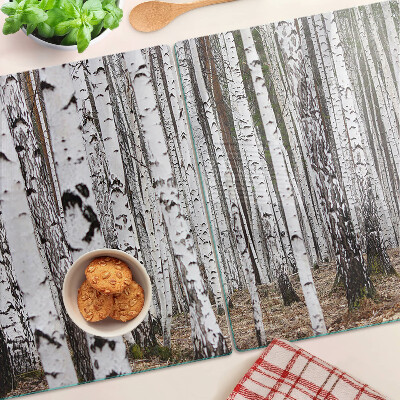 Snijplanken glas Witte stammen van berkenbomen