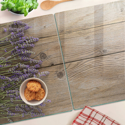 Snijplanken glas Lavendel op een houten achtergrond