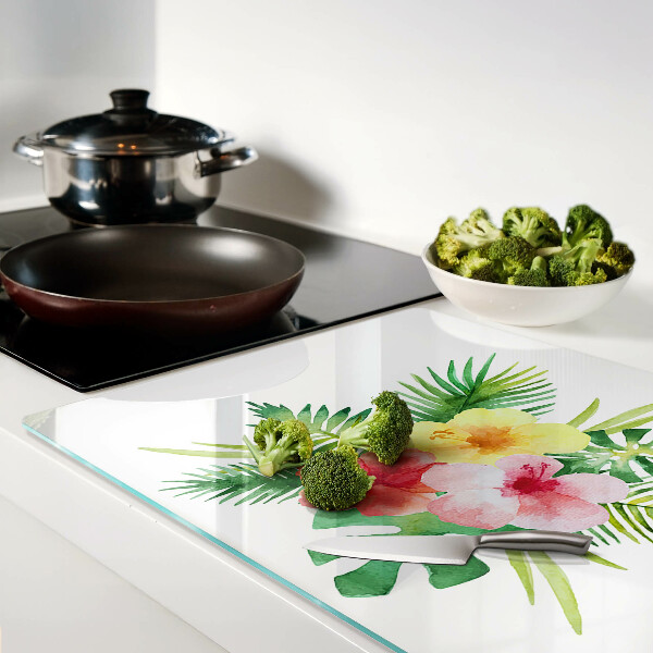 Glazen snijplanken Tropische bloemen en bladeren