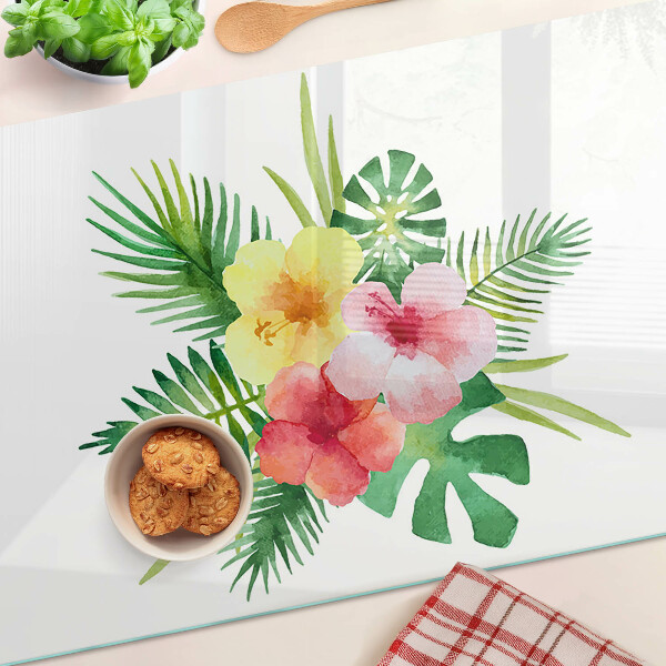 Glazen snijplanken Tropische bloemen en bladeren