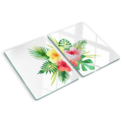 Glazen snijplanken Tropische bloemen en bladeren