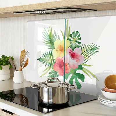 Glazen snijplanken Tropische bloemen en bladeren