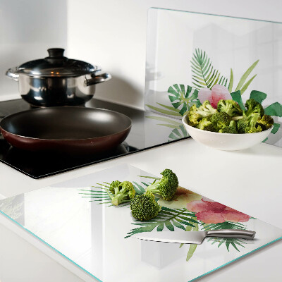 Glazen snijplanken Tropische bloemen en bladeren