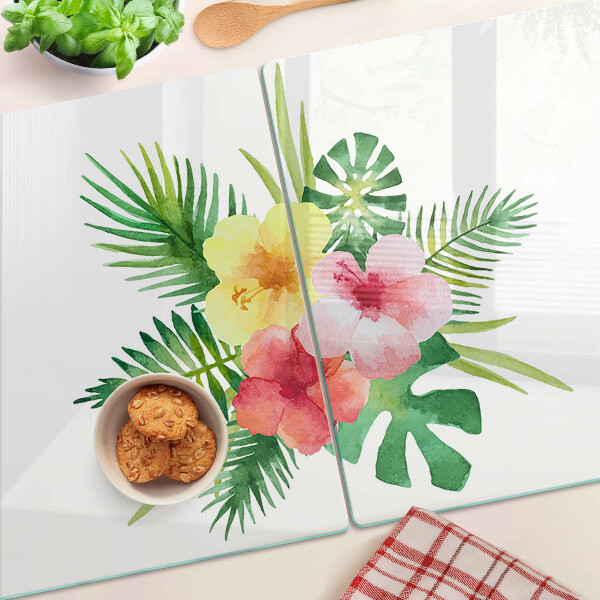 Glazen snijplanken Tropische bloemen en bladeren