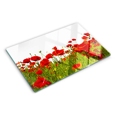 Snijplanken glas Klaprozen in de wei