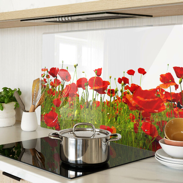 Snijplanken glas Klaprozen in de wei