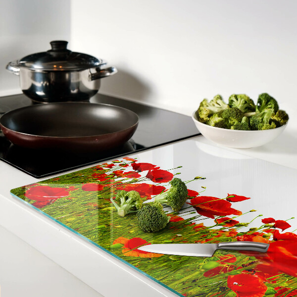 Snijplanken glas Klaprozen in de wei