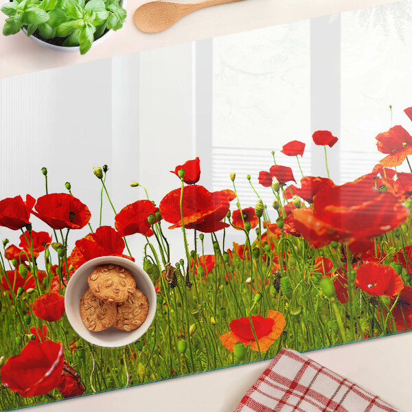 Snijplanken glas Klaprozen in de wei