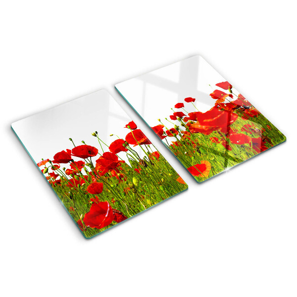 Snijplanken glas Klaprozen in de wei