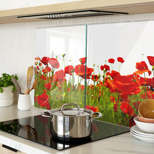 Snijplanken glas Klaprozen in de wei