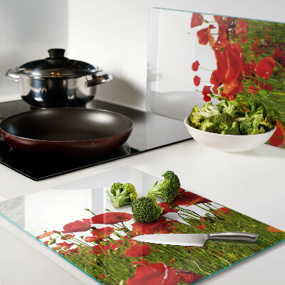 Snijplanken glas Klaprozen in de wei