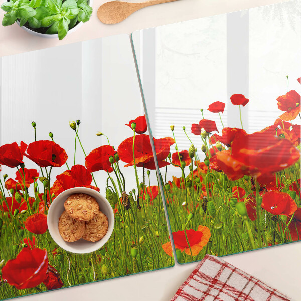 Snijplanken glas Klaprozen in de wei