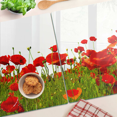 Snijplanken glas Klaprozen in de wei