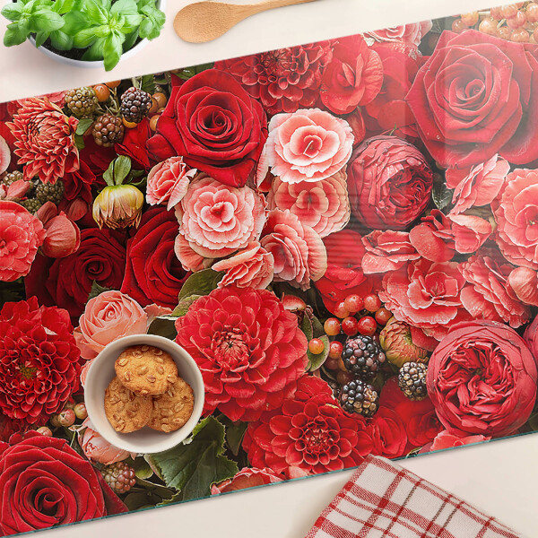 Glazen snijplanken Bloemenpatroon met rozen