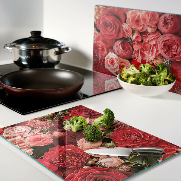 Glazen snijplanken Bloemenpatroon met rozen