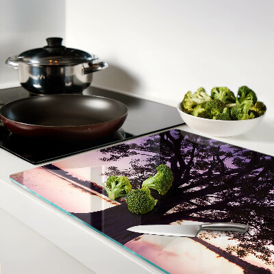 Snijplanken glas Boom bij zonsondergang