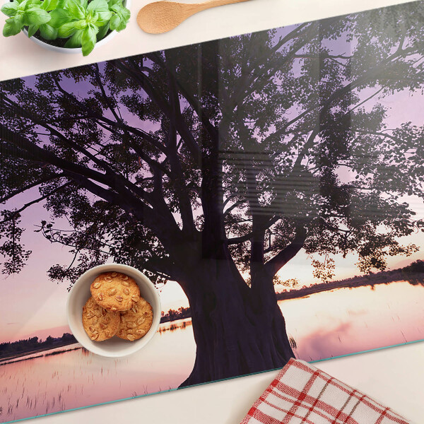 Snijplanken glas Boom bij zonsondergang