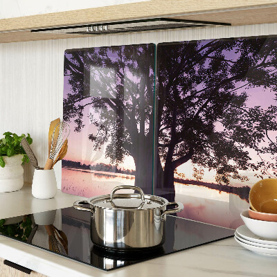 Snijplanken glas Boom bij zonsondergang