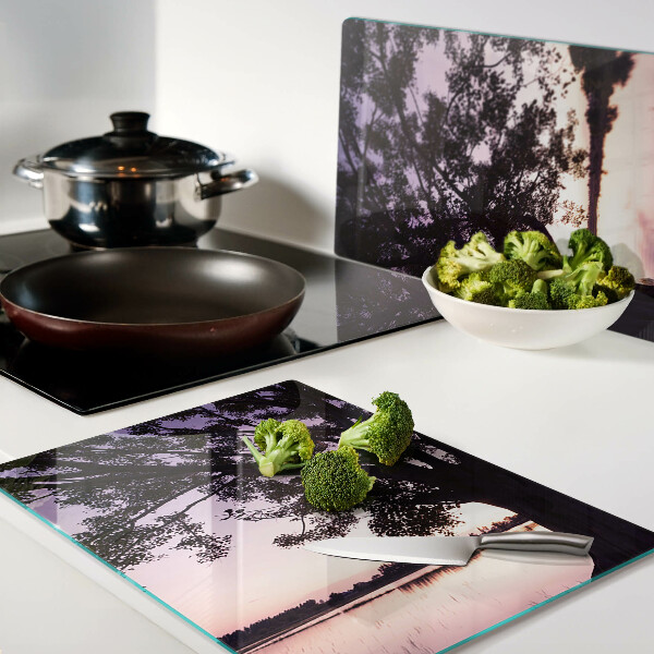 Snijplanken glas Boom bij zonsondergang