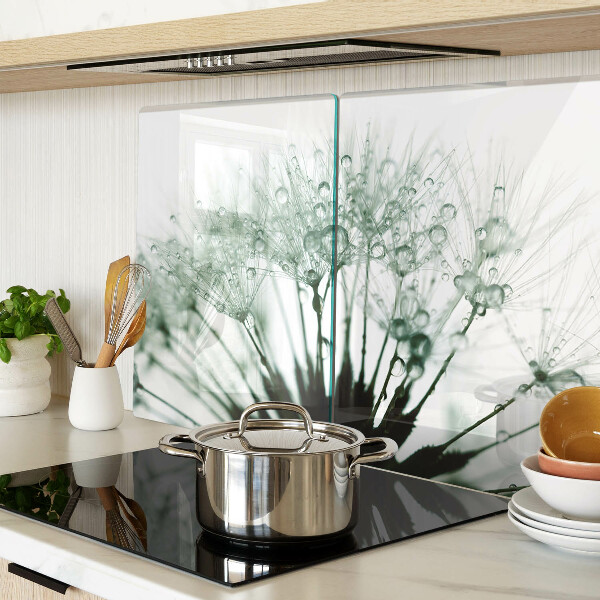 Snijplanken glas Paardenbloemen met waterdruppels