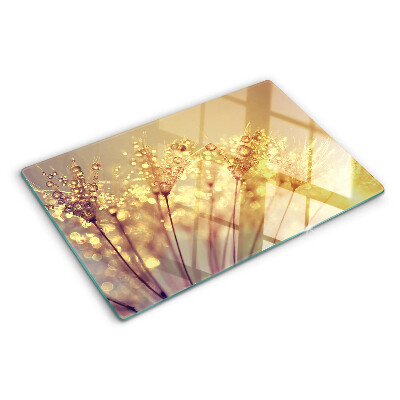 Glazen snijplanken Bloemen met waterdruppels