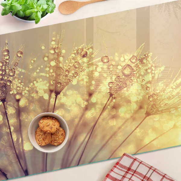 Glazen snijplanken Bloemen met waterdruppels