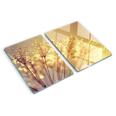 Glazen snijplanken Bloemen met waterdruppels