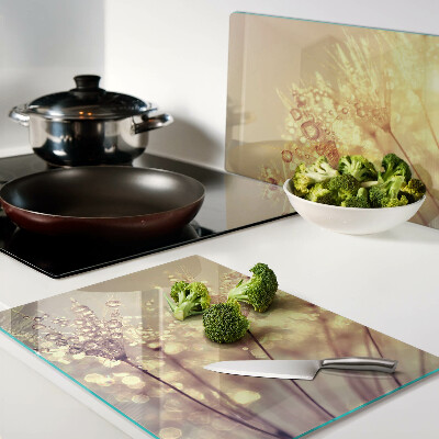 Glazen snijplanken Bloemen met waterdruppels