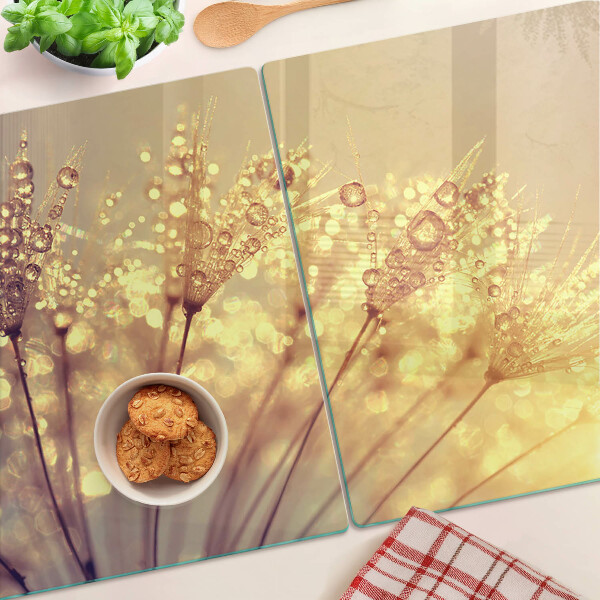 Glazen snijplanken Bloemen met waterdruppels