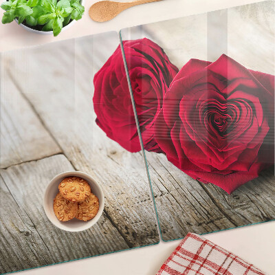 Glazen snijplanken Rode rozen op een houten achtergrond