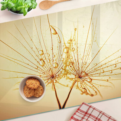 Glazen snijplanken Bloemen met waterdruppels