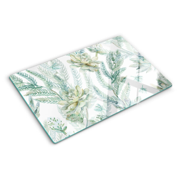 Snijplanken van glas Vetplanten en bladeren