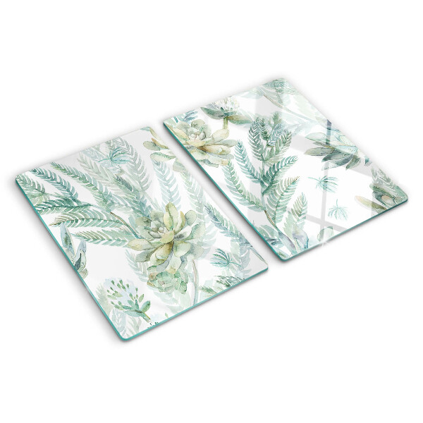 Snijplanken van glas Vetplanten en bladeren