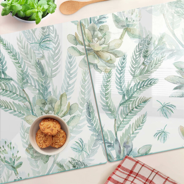 Snijplanken van glas Vetplanten en bladeren